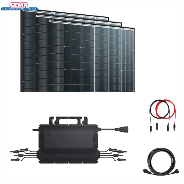Balkonkraftwerk Set 870Wp ☀️ mit 3 Photovoltaikmodulen, Mikrowechselrichter & Kabel für nachhaltige Energie ⚡️