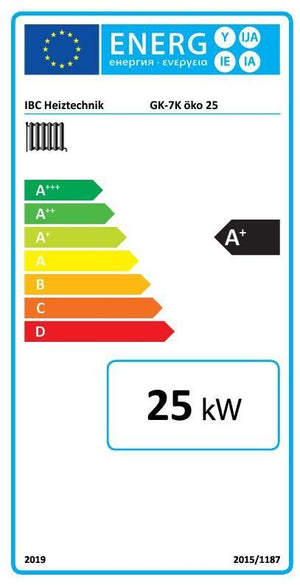 Energieeffizienzlabel für Heizgerät IBC Holzvergaserkessel GK-7k-öko 25 kW
