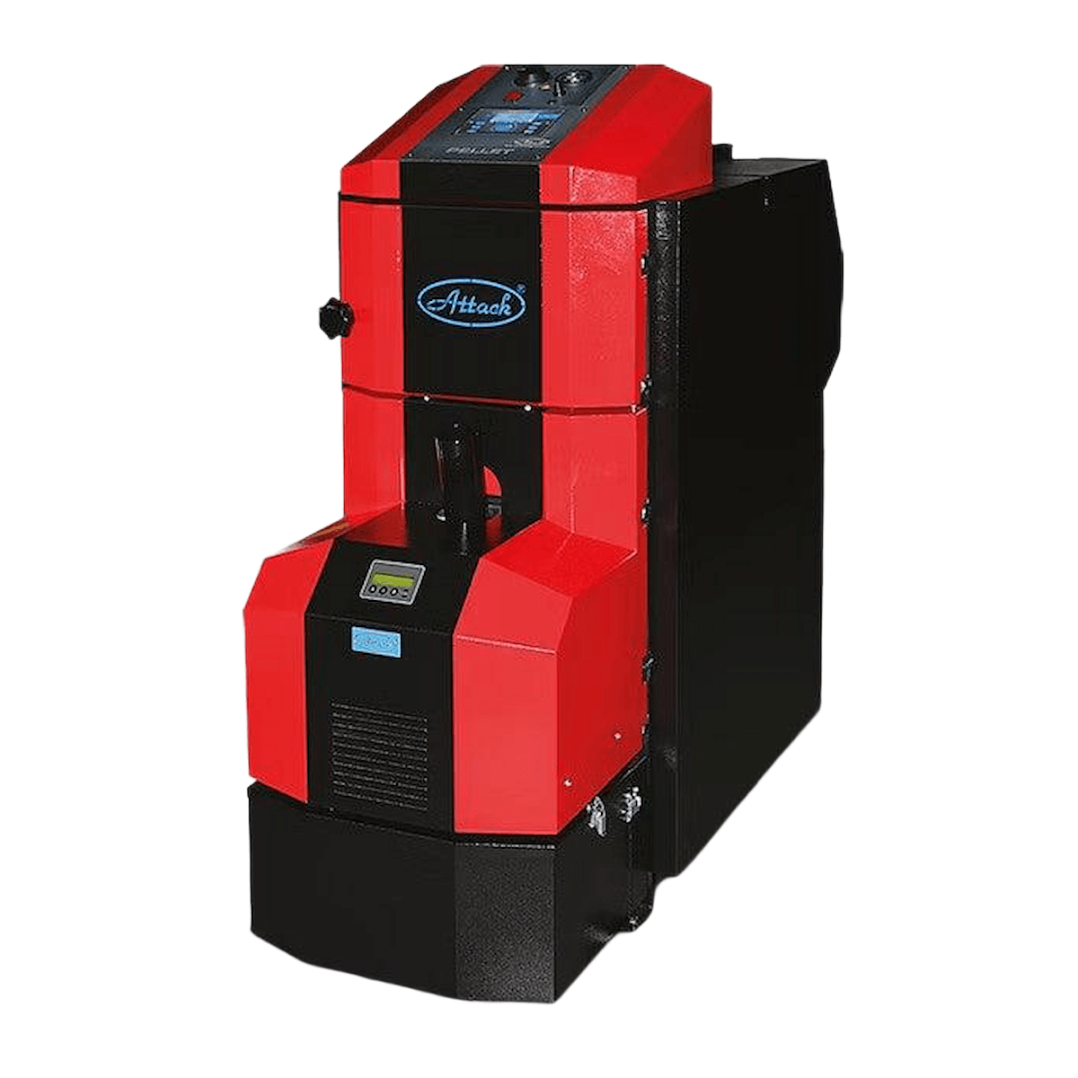 Rot und schwarzer Pelletofen für effiziente Heizungsanwendung im Produkt Attack Pellet 30 Automatik Plus
