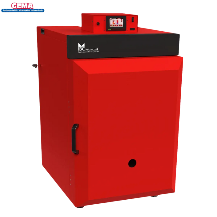 Roter Industrieofen mit Digitalanzeige für Holzvergaser Kessel IBC GK-7k-öko 36 kW