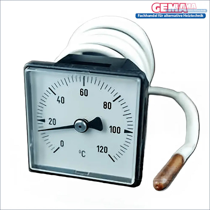 Quadratisches Analog-Thermometer mit gewundenem Fühler für Heizkessel