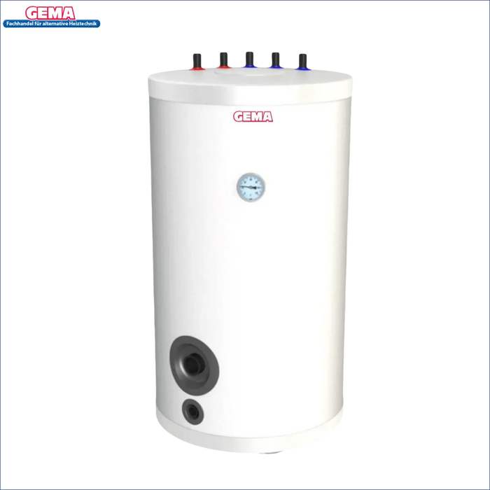 Weiße zylindrische Brauchwasserspeicher 180 L mit 3 kW Heizstab