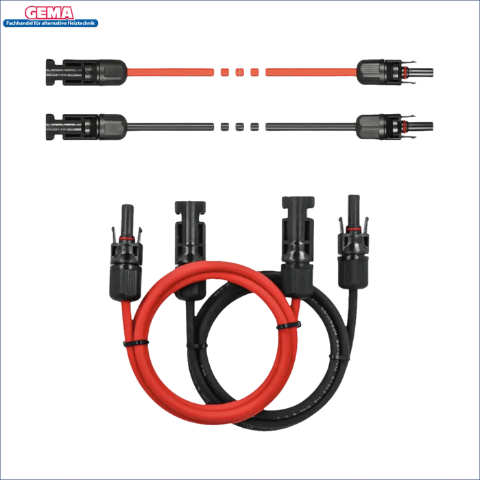 Kabel-Set für Balkonkraftwerk: rote und schwarze Anschlusskabel mit Steckverbindern für effiziente Solarnutzung ☀️🔌