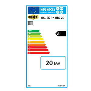 Energieeffizienzlabel für den ROJEK PK BIO 20 Kessel Holzvergaser