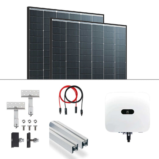 6 kWp PV-Anlage: Trina 440Wp Solarplatten ☀️, Huawei Hybrid Wechselrichter 🔋, Montagematerial und Kabel.