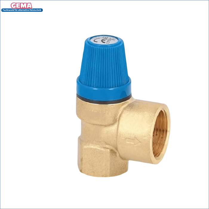 Brassdruckminderer mit blauer Einstellknopf für Warmwasserspeicher 150 Liter