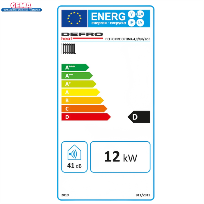 Energieeffizienz-Label für Elektroheizung Elektrotherme Wandheizkessel 12/24 kW