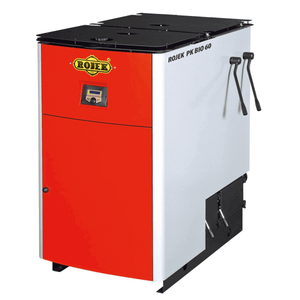 Roter und weißer Heizkessel für Holzfeuerung im Produkt Holzvergaser ROJEK PK BIO 20 kW