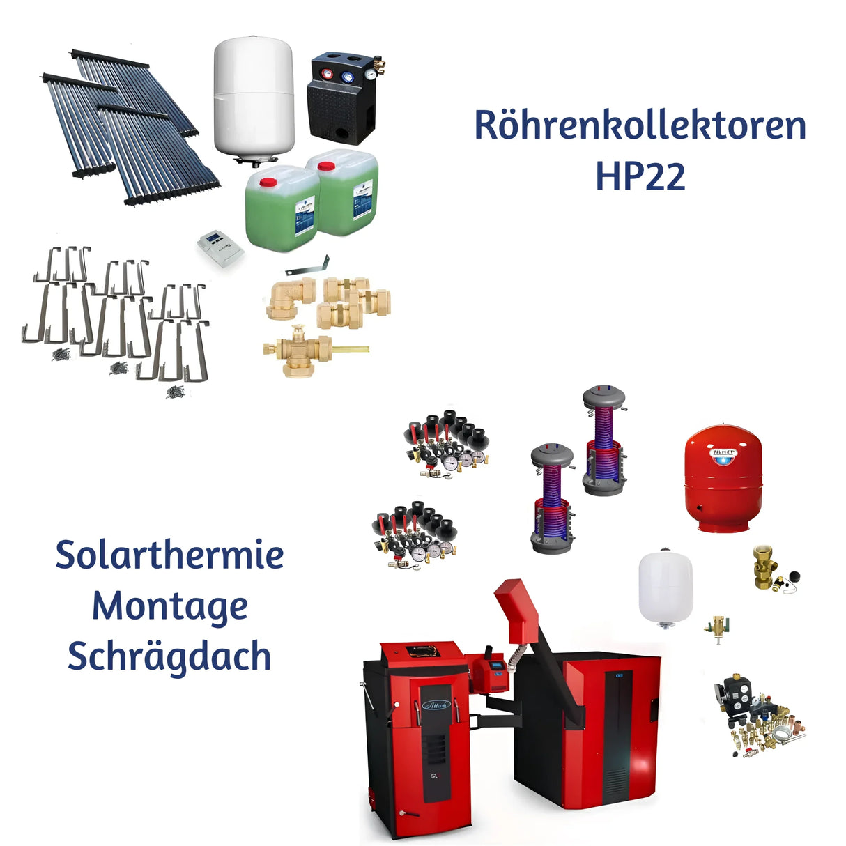 Solarpaket HP22 mit Heat Pipe-Technologie für Warmwasser und Heizung.