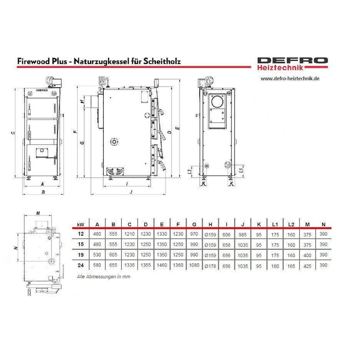 Defro Firewood 19 kW plus Hygienespeicher mit 2 WT