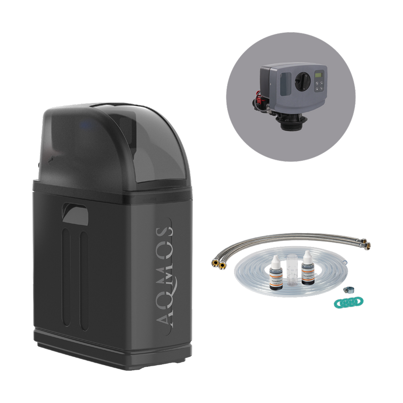 Wassertenthärtungsanlage Aqmos R2D2-48 BLACK EDITION mit Anschlussset 1 Zoll