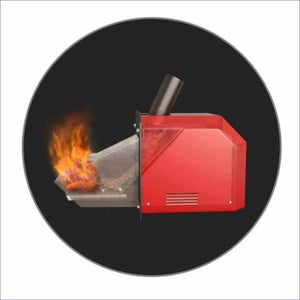 Roter Pelletkessel mit Flammen für effiziente Heizung, Attack SLX Kombikessel 35 kW