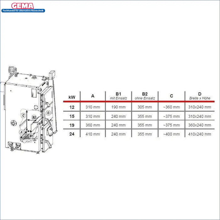 Technical specifications of Defro Firewood Plus 12 kW Scheitholzkessel, dimensions and measurements included 📏🔥.