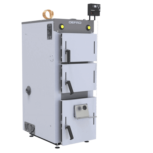 Defro Firewood Plus 12 kW Vergaser-Scheitholzkessel 🔥 mit 3 Fächern für Holz und digitalem Thermostat, CE-konform ✔️.