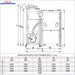 Technische Zeichnung des Pelletkessels Defro Komfort Ekopell 14 kW mit Abmessungen und Anschlussdetails 🔧📏