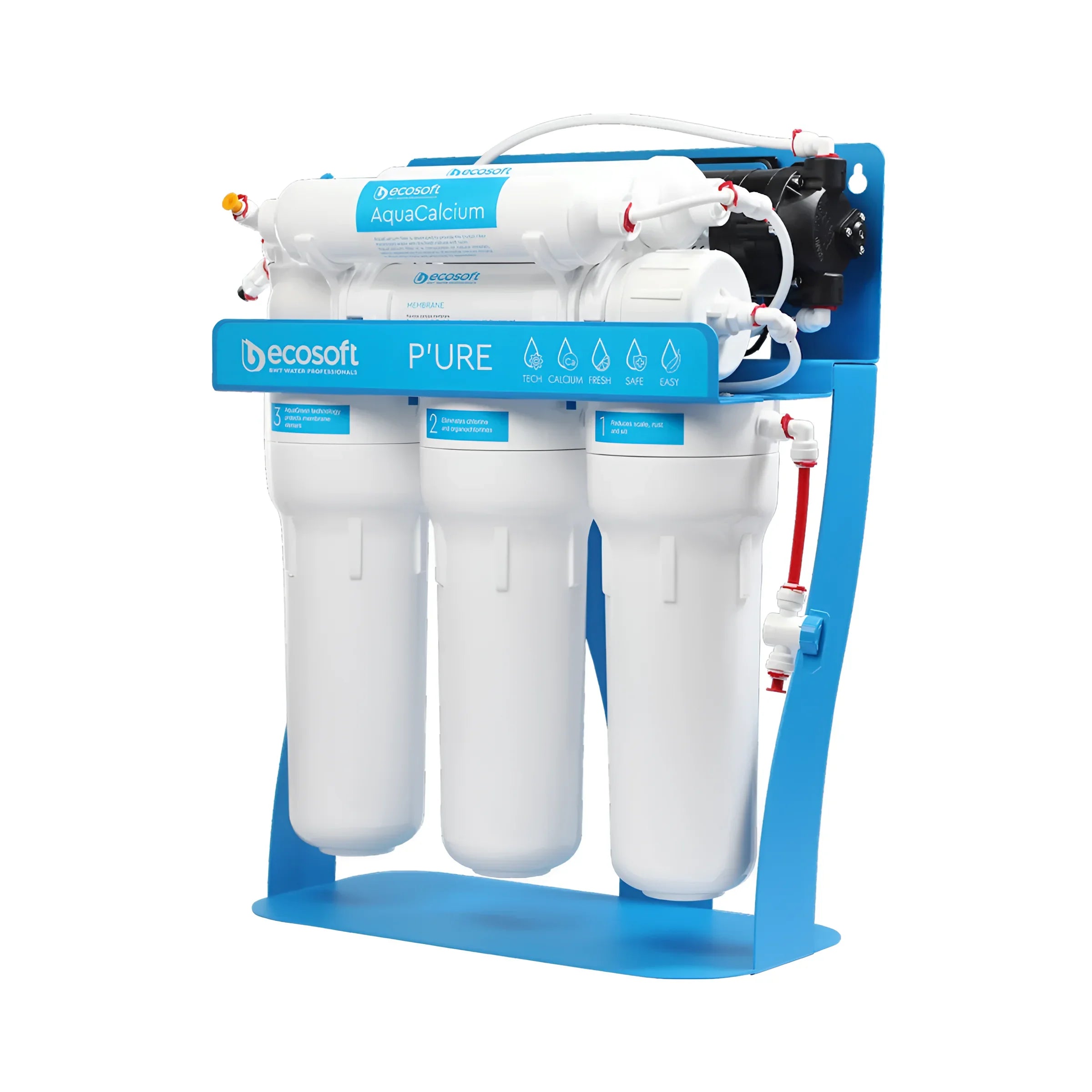 Ecosoft P’URE Wasserfiltrationssystem für umkehrosmoseanlage pure aquacalcium mit selbstständigem Metallgestell für wohlschmeckendes