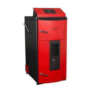 Roter und schwarzer Heizkessel Holzvergaser Attack SLX Profi 50 kW für effiziente Beheizung