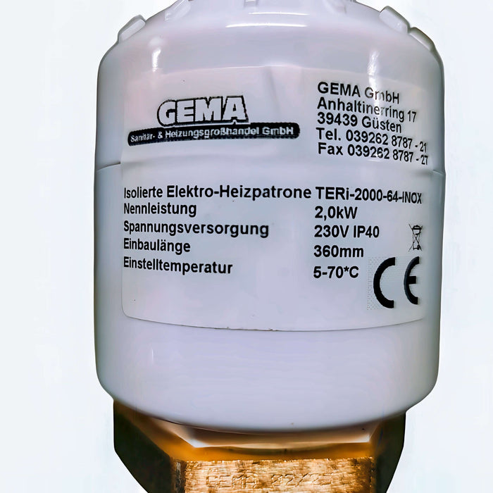 Heizstab TERi 2 kW für effiziente Flüssigkeitsbeheizung 💧. Ideal für Warmwasserbereiter und Solaranlagen ☀️.