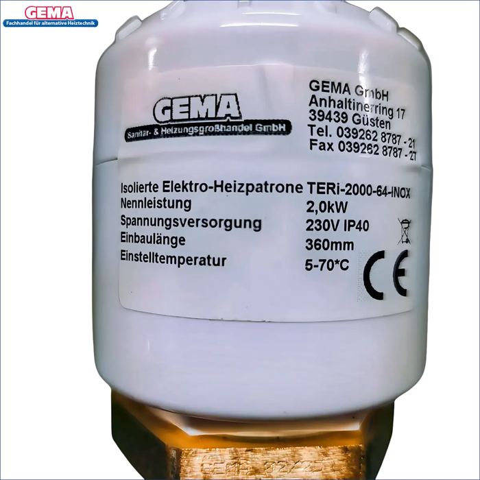 Heizstab TERi 2 kW für effiziente Flüssigkeitsbeheizung 💧. Ideal für Warmwasserbereiter und Solaranlagen ☀️.