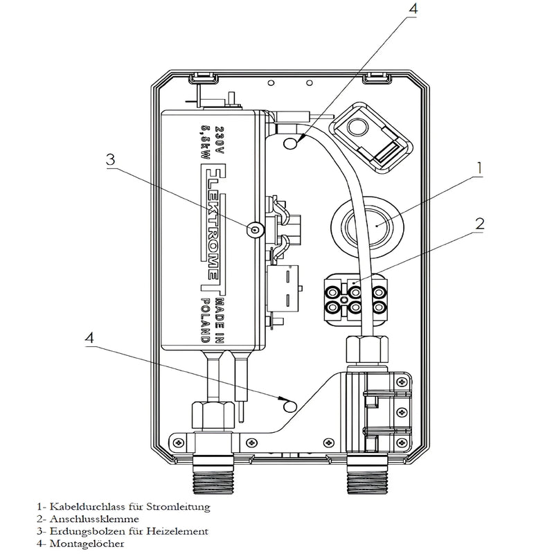Elektromet NEO 230V caurplūdes ūdens sildītājs 3,5 līdz 5,5 kW - GEMA veikals