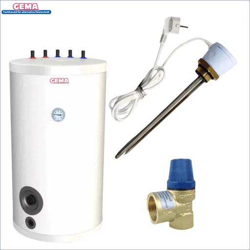 Weißer Warmwasserspeicher 120 L mit Incoloy 825 Heizstab 3 kW und Zubehör