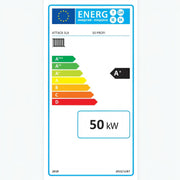 GEMA Shop EU-Energielabel für ATTACK SLX 50 PROFI Holzvergaser mit 50 kW Nennleistung und Energieeffizienzklasse A+