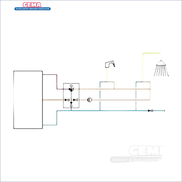 Pl lamentationschema mit Wassererhitzer, Valven und Armaturen für HydroKit LK 551