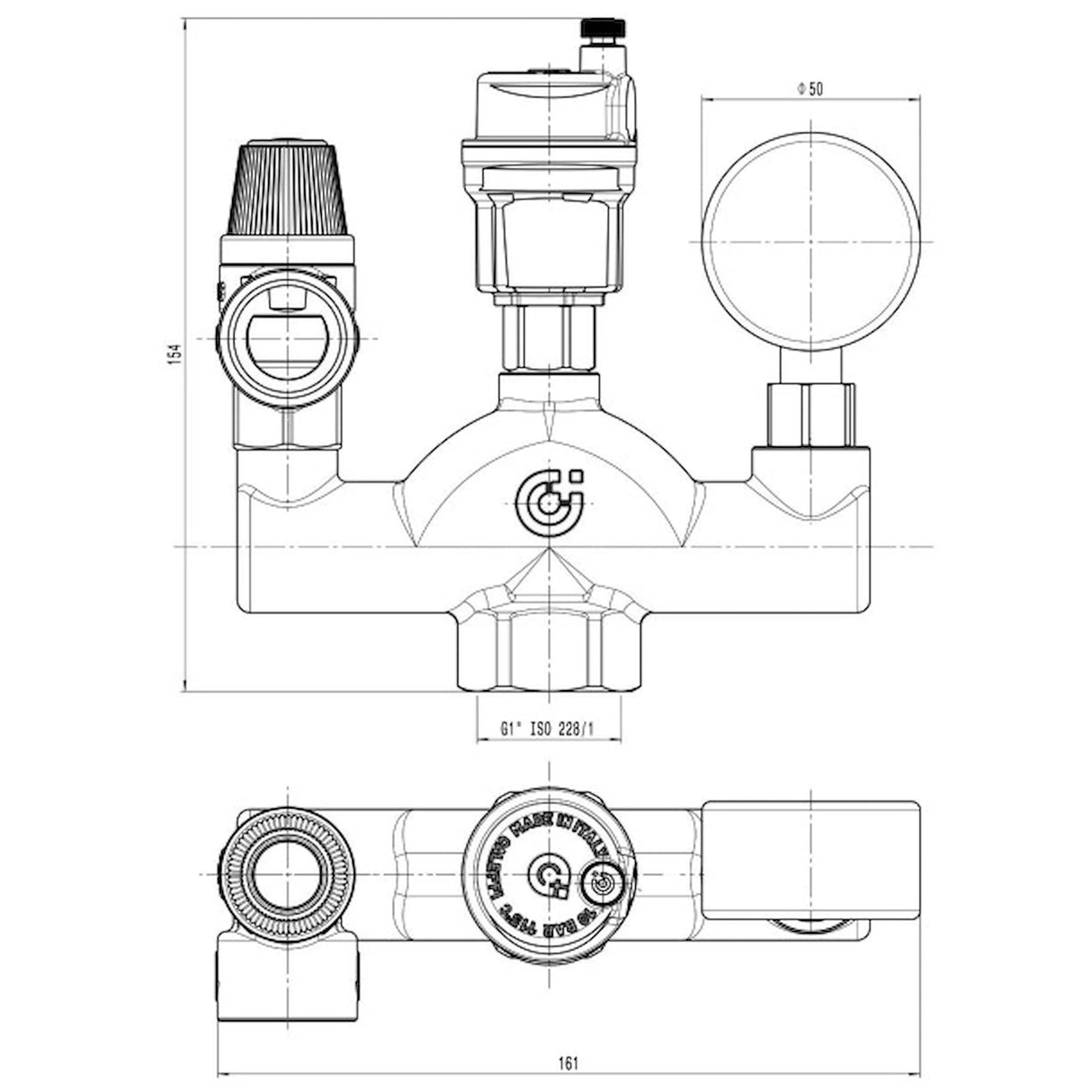 Messing Druckregler mit Manometer für Boiler-Zubehör Heizungsanlagen.