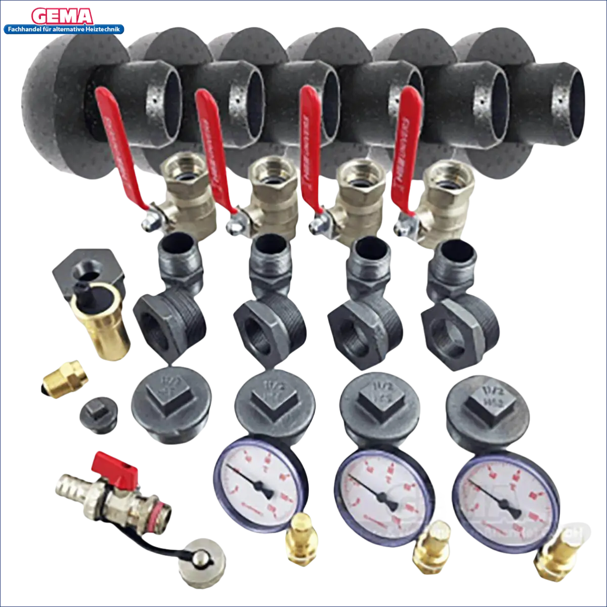 Plumbing manifold mit Ventilen und Fittings für Moderne Holzvergaserheizung