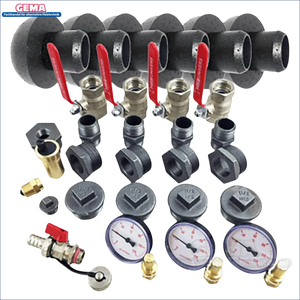 Plumbing manifold mit Ventilen und Fittings für Moderne Holzvergaserheizung