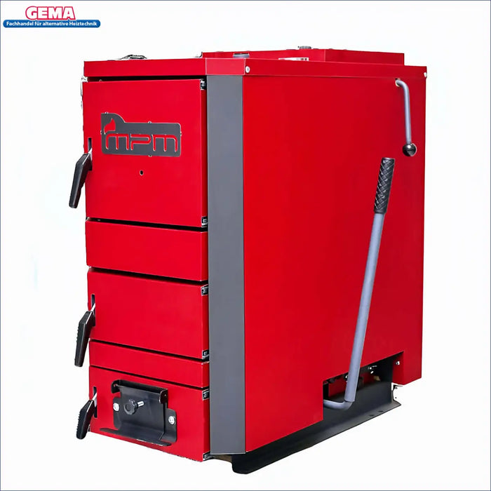 MPM Wood Plus 26 kW 🔥 Holzvergaserkessel für effiziente & sichere Nutzung. Robustes Design in Rot, optimal für festen Brennstoff.
