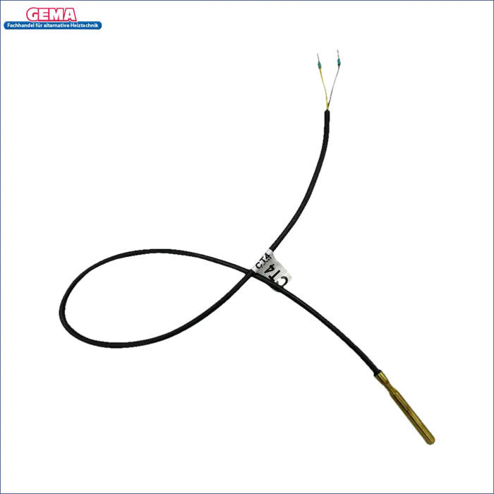 Schwarzes Kabel mit Messing-Sensor und freiliegenden Leitungen für Plum Temperatursensor CT4