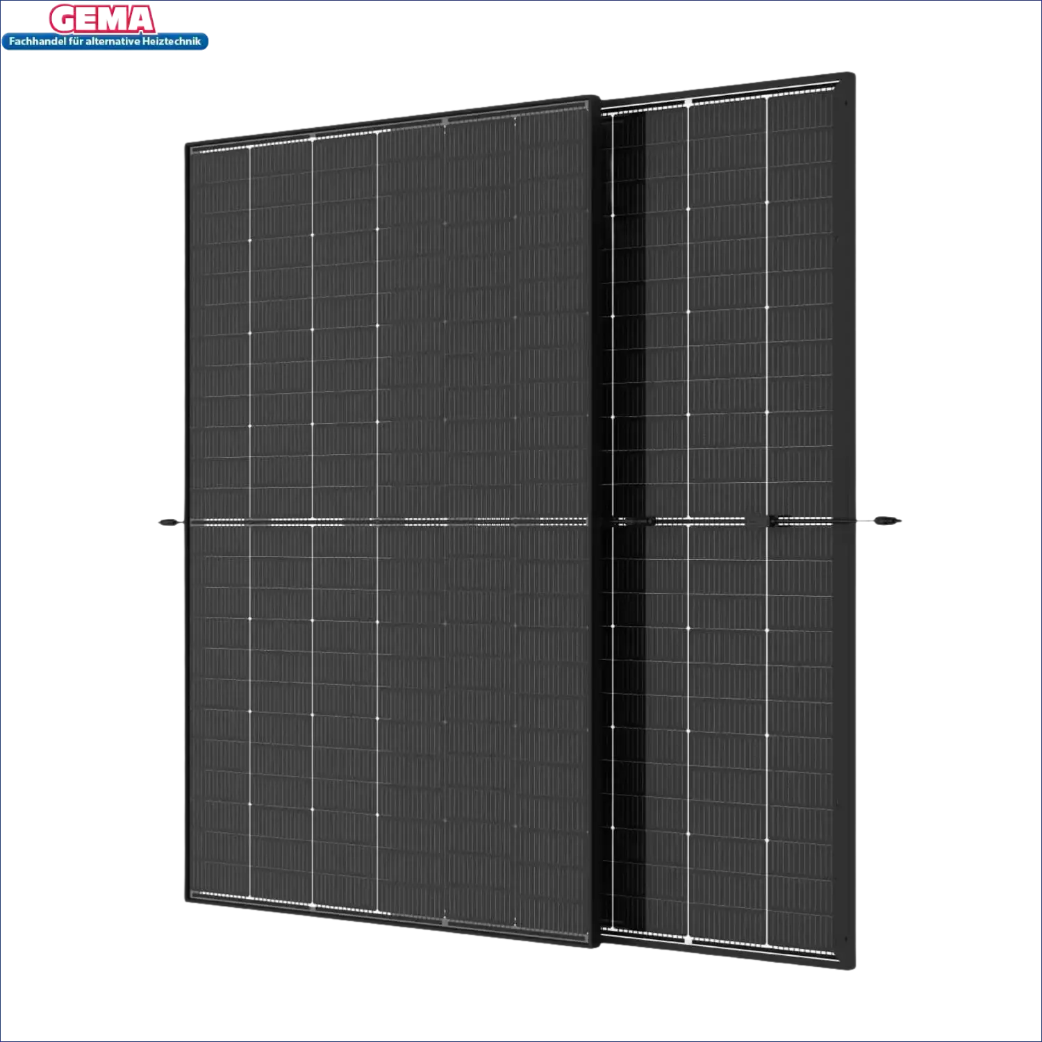 Zwei schwarze bifaziales doppelglas Solarmodule des Trina Vertex S+ Moduls