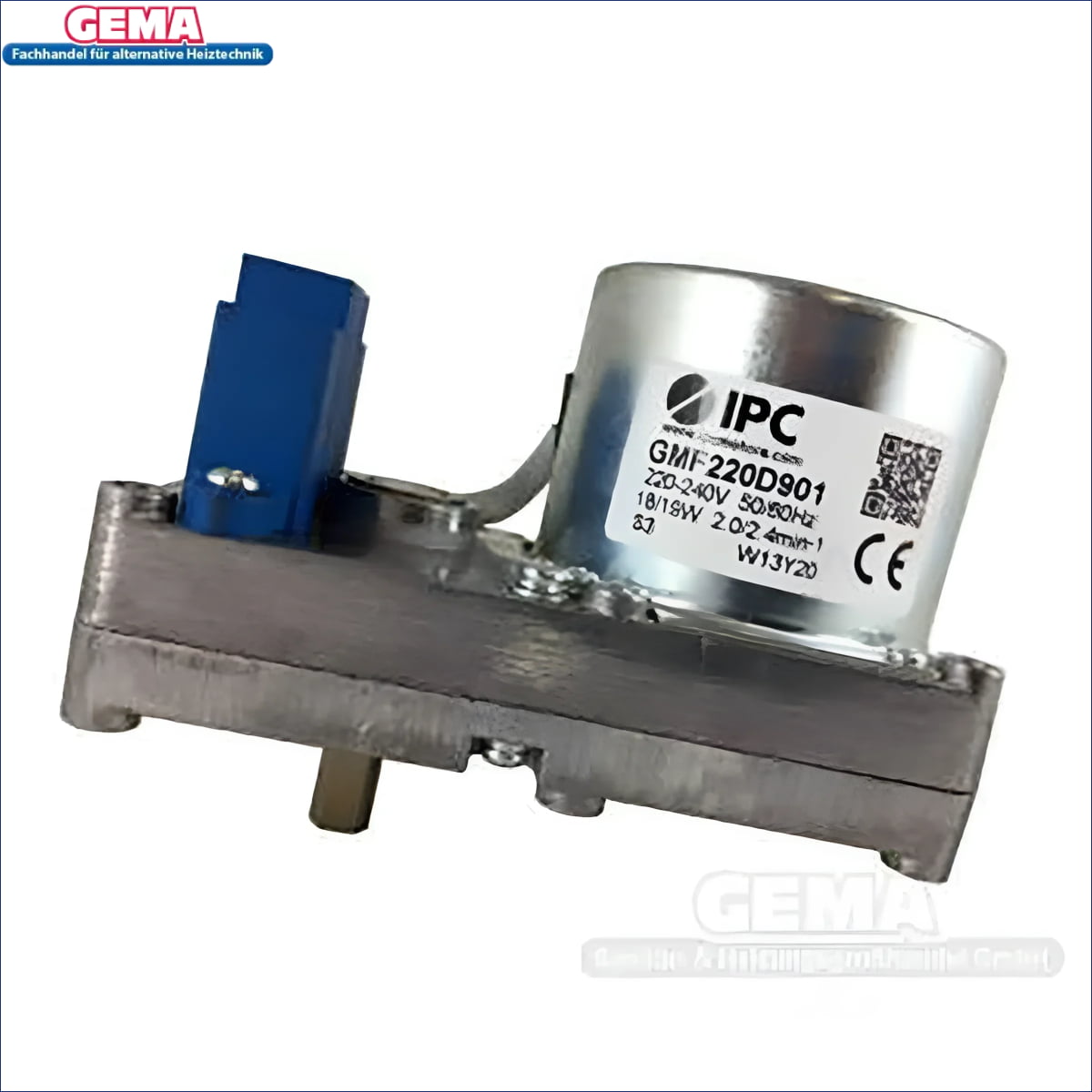 Silber und grauer Elektromotor mit blauer Anschluss für Pelletkessel Thermoflux Pelling Eco