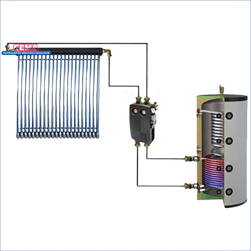 Diagramm eines Solarwärmenetzsystems für Röhrenkollektoren im Solaranschlusspaket
