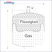 Diagramm eines Gas- und Flüssigkeitstanks mit Abmessungen für Solarausdehnungsgefäß 10bar Sunex