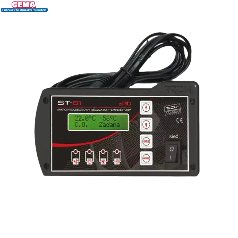 Schwarze Temperaturregler mit Display für Festbrennstoffkessel Temperaturrregler EU-81 zPID