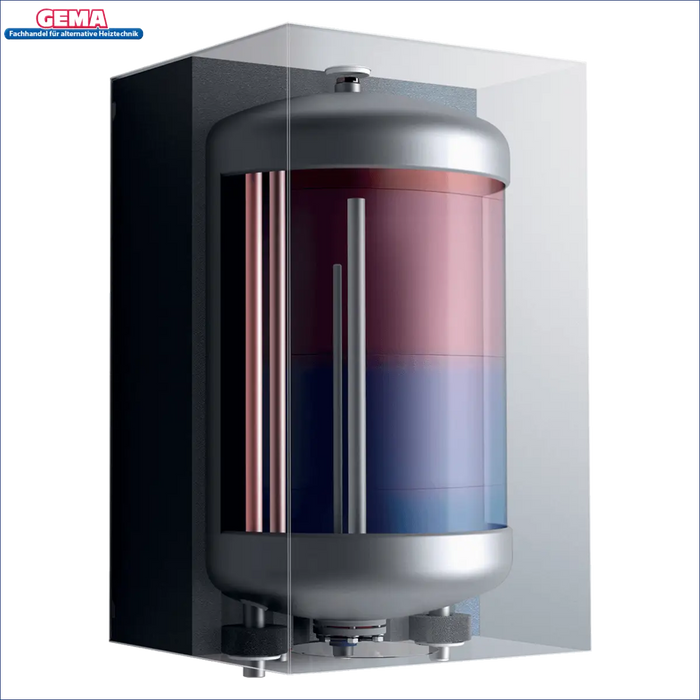 Schnittansicht eines Wasserheizers im Produkt Vaillant Gastherme + Speicher + Regelung