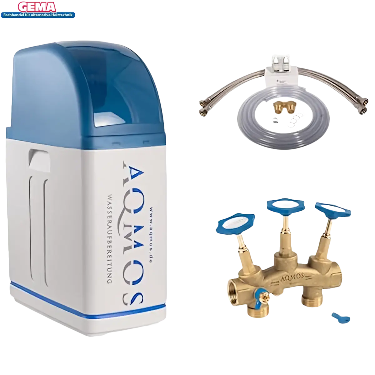 Wasserenthärtungsanlage aqmos R2D2-72 mit Installation Kit für weiches Wasser, harz geleitet